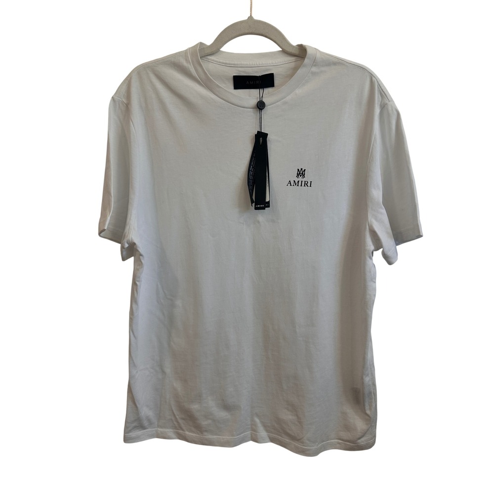 Amiri Micro MA Bar Tee White Short Sleeve Cotton Logo T-Shirt FF23MLU004-100 M